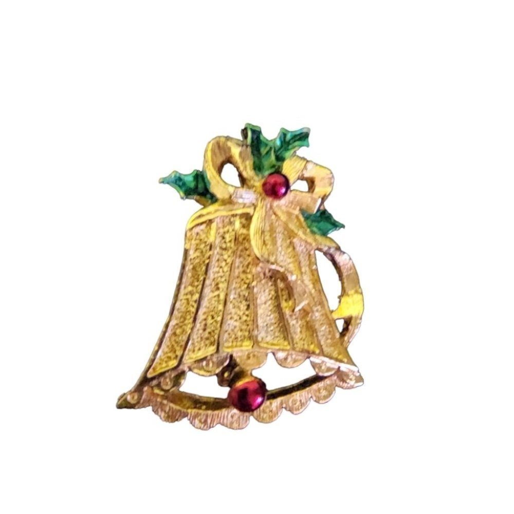 Vintage Christmas Bell Brooch Gerry's Signed